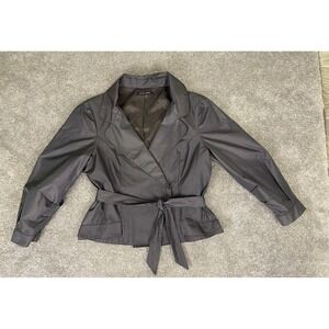 Helena Sorel Shirt Jacket Lined Belted Brown 3/4 sleeve Size 42 / US Size 10